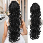 Extensie de par coada ondulata cu cleste 70 cm Negru (Brunet)  40261B